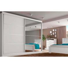 Guarda Roupas 2Portas Correr 4Gavs Espelho Verona Plus Branco-Europa