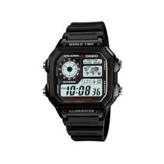 Relógio casio masculino hora mundial quadrado ae-1200wh-1avdf