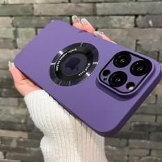 Capa magnética para iphone 11 12 13 14 15 pro max capa de cor sólida para iphone 15 14 pro caso com filme de câmera, roxo, para iphone 11