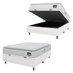 Cama Box Baú Colchão Casal Espuma D33 Vangogh Pillow Top 138x188x70cm 