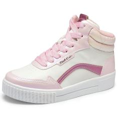 Tênis Infantil Menina Casual Conforto Cano Alto Pink Cats