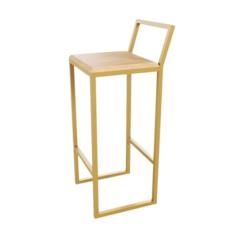 Banqueta Alta Balcão Bistrô Dourada Confort Industrial Premium Pinus