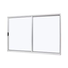 Janela de Aluminio de Correr Lateral 100x150cm 2 Folhas Vidro Liso Slim Modular Ramassol Branco
