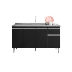 Balcão Gabinete de Pia Tatiane 150cm Preto S/Tampo - AJL Móveis