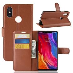 XIAOMI 8SE Capa, carteira flip de couro PU premium com compartimento para cartão, suporte e fecho magnético [capa interior TPU à prova de choque] compatível com XIAOMI 8SE