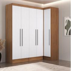 Guarda-Roupa Modulado Viena 5 Portas 4 Gavetas 2 Peças Espresso Móveis Nogal/Branco
