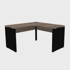 Mesa em L p/ escritório 145X145 pandin P25 - walnut/preto