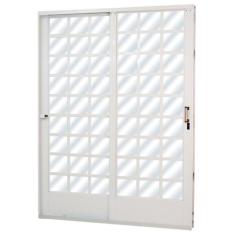 Porta de Correr Aço 2 Folhas com Vidro Liso Minas Sul Mgm 215cmx160cm Branco