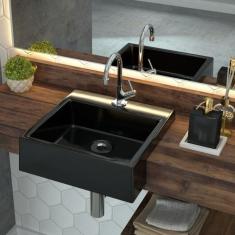 Kit Cuba Xq355 Torneira 1198 Metal e Válvula 1'' Sifão Cromado Flexível Preto