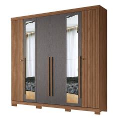 Guarda Roupa Casal Buriti Ripado 6 Portas com Espelho e Pés - Santos Andirá