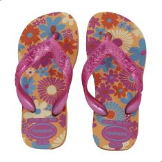 Chinelo Infantil Feminino Havaianas Kids Flores-Pêssego