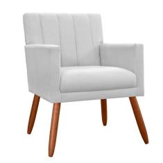 Poltrona Decorativa Cecilia Pés Palito Suede Branco - DS Estofados - E