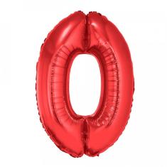 Balão Metalizado Vermelho Número 0 - 1 Metro