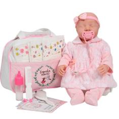 Boneca Bebê Reborn Menina Olhos Fechados Enxoval Completo - Cegonha Re