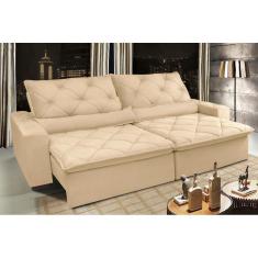 Sofá Lisboa 2,32m Retrátil, Reclinável com Molas no Assento Tecido Suede - Cama InBox