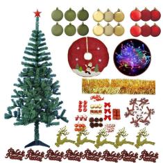 Árvore De Natal 320 G Verde 1,80M Completa Com 129 Enfeites