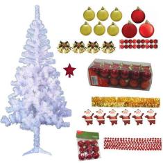 Árvore De Natal Branca 1,80M 320 Galhos Decorada 90 Itens