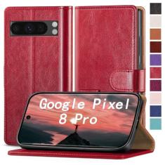RingPi Capa para celular Google Pixel 8 Pro [couro com bloqueio de RFID], [3 compartimentos para cartão de crédito] capa flip folio book à prova de choque, capas com suporte, mulheres e homens para