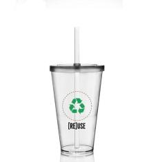 Kit 4 Copos Com Tampa E Canudo Eco Reuse Um Copo Krystalon