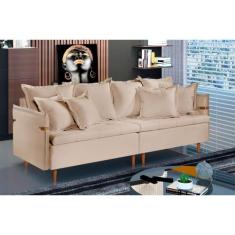 Sofá Fixo Atlas 3 Lugares Luxo 180cm Castellar Móbile, Bege Claro