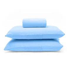 Lençol Casal Microfibra Simples 3 Peças Clean - Suítes Sonhos, Azul Cl