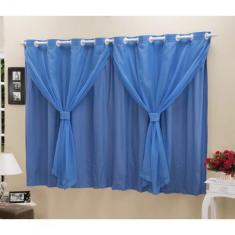 Cortina Blackout PVC com Tecido Voil 2,80 m x 1,60 m Azul - ECasa
