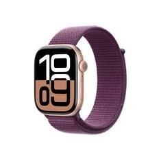 Apple Watch Series 10 GPS, Caixa Cor de Ouro Rosa de Alumínio de 46 mm, Pulseira Loop Esportiva Ameixa - MWWV3AM/A