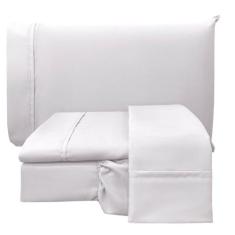 Jogo de Cama Lençol Queen Conforto Percal 300 Fios 4 Peças - Branco - 
