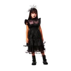Fantasia Bruxa Halloween Infantil Vestido Gótico Preto - Fantasias Car