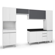 Armário de Cozinha Completa Top Class 5 Peças com Balcão Branco / Grafite