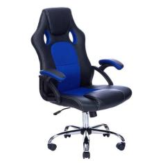 Cadeira Gamer Reclinável Base Cromada Giratória Preto/Azul - Best