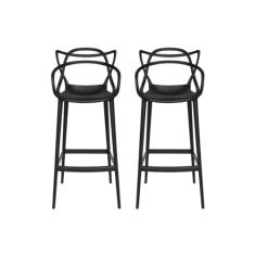 Kit 2 Banquetas Allegra Masters Altas Cozinha Bar Pretas