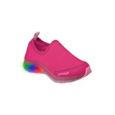 Tênis de Led Infantil Feminino Ortopé Dna Light Calce Fácil Pink