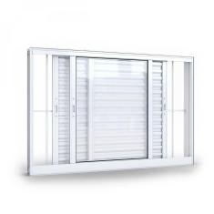 Janela de Alumínio Veneziana 100x120cm 3 Folhas com Grade Lucasa Alumínios Branco