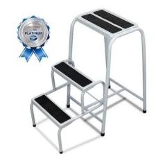 Banqueta Escada 3 Degraus Dobrável Antiderrapante - Utilaco