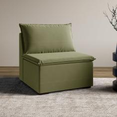 Sofá Modular Central 85cm Zen Cabecasa Madeiramadeira Verde Salvia