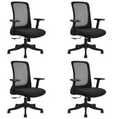 Conjunto Com 4 Cadeiras Para Escritório Diretor Boston Office Nr17 Preto