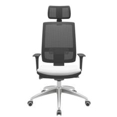 Cadeira Office Brizza Tela Preta Com Encosto Assento Aero Branco Autoc