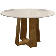 Mesa De Jantar Redonda 6 Lugares 135cm Ella N02 Ypê/off White - Mpozenato