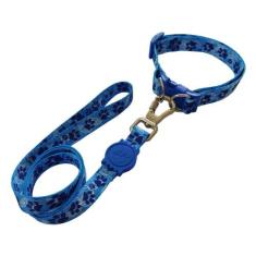 Coleira Com Guia Para Cachorro Ajustável com Trava de Segurança Rosque