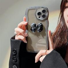 Fashion Wave Frame 3D Bow Silicone Soft Ring Shell Para iphone 14 11 12 13 Pro Max Xr 7 8 Plus SE2 Phone Case, black2, For iPhone 14 ProMax
