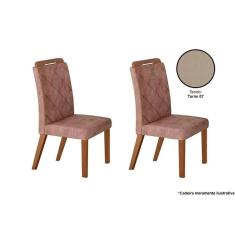 Cadeira Sala de Jantar Melissa Madeira Kit 2 Un Capuccino/Linho Turim - Rufato