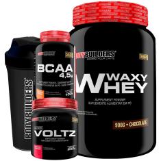 Kit Waxy Whey (35%) 900g + BCAA 100g + Pré treino + Coqueteleira - Bodybuilders-Unissex