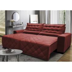 Sofá 2,72m Retrátil E Reclinável Com Molas Cama Inbox Plus Tecido Suede Velusoft Vermelho