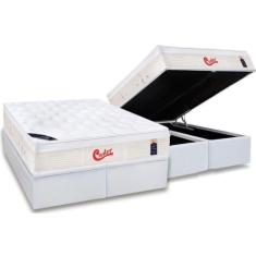 Cama Box Baú King: Colchão Molas Castor Pocket Gold Star Vitagel + Bas
