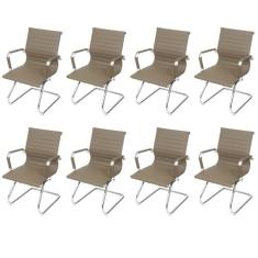 Kit 8 Cadeiras para Escritorio Interlocutor Base Fixa Esteirinha Corino 3301 Fendi