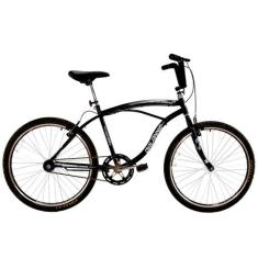 Bicicleta aro 26 Masculina Beach Comfort Guidão Alto Sem Marcha Preta 