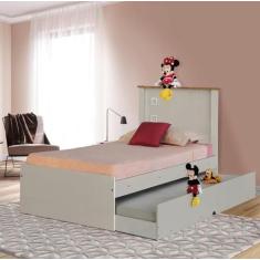 Cama Solteiro Alicante Off White com Auxiliar e Colchões - CasaH