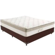 Cama Box Marrom E Colchão King Best Bege Molas Ensacadas Casal