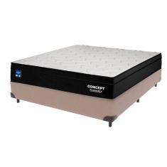 Cama Box Bege E Colchão Casal Concept Molas Ensacadas Plumatex